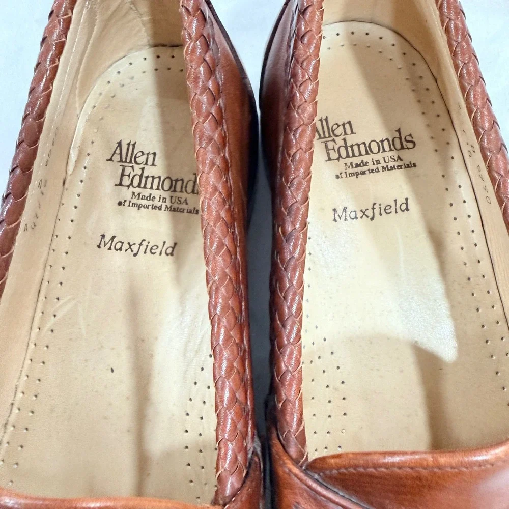 Allen Edmonds Maxfield Loafer 9D Brown Leather Woven Tassel Preppy Academia